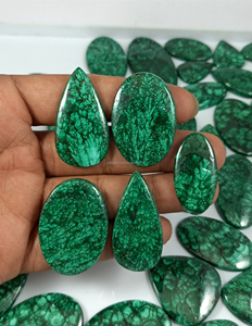 Vente en gros de cabochons en malachite naturelle, pierres brutes ovales/coussin/goutte, véritables bijoux en malachite naturelle, 20-40mm, 5-15g - Product Image 2