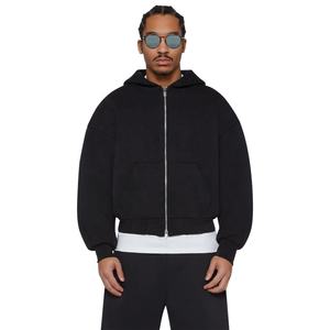 Sudadera con capucha informal OEM al por mayor, de alta calidad, 100% algodón, felpa francesa, estilo vintage, bordada, para hombre, oversize, con cremallera - Product Image 6