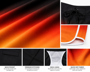 Wholesale Custom <b>Men</b>’s Gradient Beach Board Shorts Quick Dry Surf Swimwear Lightweight Sublimation Water Sports <b>Trunks</b> OEM ODM - Product Image 5