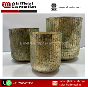 Lot de 3 jardinières rondes en métal vieilli noir personnalisables pour la maison pour la décoration de jardin de balcon intérieur et extérieur - Product Image 2