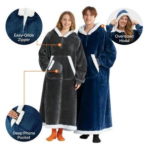 Sudadera con Capucha Tipo Manta Extra Grande Unisex de Franela y Felpa, Bata de Casa Gruesa y Cálida para Invierno, Material de Poliéster Tejido para Adultos, Hombres y Mujeres - Product Image 2