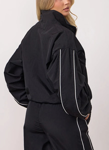 Nouvelle Tendance : Ensemble de Survêtement Femme Noir Personnalisé – Veste et Pantalon de Jogging Légers avec Passepoil Contrastant - Product Image 4