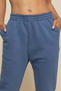 Pantalones Deportivos de Forro Polar Azul para Mujer, Talla Grande, Cintura Elástica, Corte Recto y Holgado, Largos, Casuales, con Bolsillos, para Otoño - Product Image 4