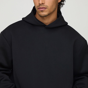 Sudaderas con Capucha Personalizadas para Hombre, Color Negro Sólido, Tejido Grueso de 450 g/m², 100 % Algodón, Logotipo Serigrafiado Personalizado, Bordado, Corte Holgado - Product Image 6