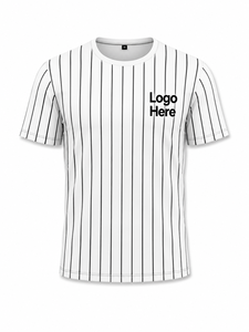 เสื้อยืดแขนสั้นลายทางผู้ชาย คอกลม ทรงปกติ ผ้าฝ้ายถัก 100% ระบายอากาศได้ดี สวมใส่สบาย มีโลโก้ด้านหน้า - Product Image 2