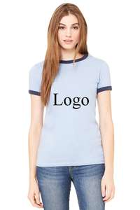 เสื้อยืดคอกว้างลายทางทรงเข้ารูป น้ำหนัก 180 กรัม พิมพ์โลโก้ตามสั่ง แฟชั่นล่าสุดสำหรับผู้หญิง คุณภาพสูง เป็นมิตรกับสิ่งแวดล้อม สวมใส่สบาย - Product Image 4