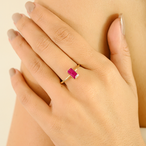 Anillo de Oro Amarillo de 18K con Rubí Solitario de 1 Quilate para Ella, Ajustable - Product Image 5