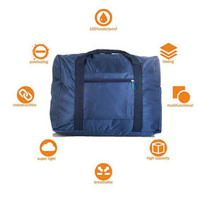 Bolsa de viaje plegable, bolsa de lona ligera, bolsa deportiva para gimnasio, equipaje de fin de semana, bolsa de mano azul marino para viajes en avión. - Product Image 4