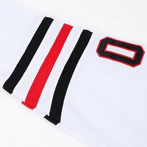 เสื้อฟุตบอลผู้ชายสีขาวลายแถบดำแดง หมายเลข 0 ปักลาย Tackle Twill ผ้าตาข่ายระบายอากาศได้ดี ทรงปกติ - Product Image 4