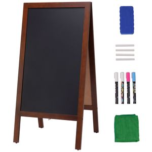 Lavagna a Doppia Faccia Vintage in Legno a Forma di A, Autoportante con Gomma Magnetica e Gessetti per Messaggi e Annunci su Marciapiede - Product Image 1