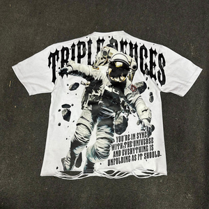 เสื้อยืดคอกลมแขนสั้นทรงโอเวอร์ไซส์สำหรับผู้ชาย พิมพ์ลายตัวอักษร ดีไซน์ขอบดิบ ผ้าฝ้าย 100% เป็นมิตรต่อสิ่งแวดล้อม ระบายอากาศได้ดี - Product Image 1