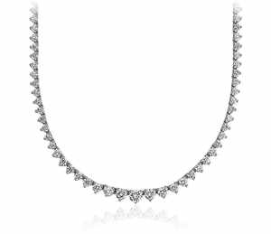 18K Gold Three Prong Round Lab Grown Diamond <b>Graduated</b> Tennis <b>Necklace</b> OEM Wholesale Retail International Jewelry Manufacturer - Product Image 3