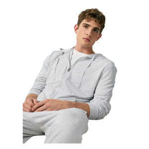 Sweat-shirt à capuche zippé pour homme, couleur unie, en molleton de coton, coupe décontractée, style automne, tricoté - Product Image 3