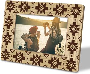 Picture Frame Rustic Wooden Photo Frame Photo Display <b>Table</b> Top Desk Southwestern Style Home Decor Gift for Family and Friends - Product Image 1
