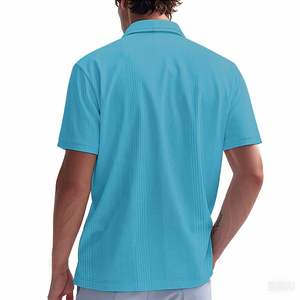 Polo homme uni bleu clair à manches courtes, décontracté, 100% coton, coupe ajustée, séchage rapide, polyester, tendance, polos décontractés pour homme - Product Image 2