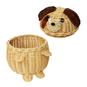 Cesta de Almacenamiento de Mimbre con Forma de Perro, Tejida a Mano, Ecológica, de un Solo Nivel, para Juguetes, Ropa, para Armario, Sala de Estar, Baño - Product Image 3