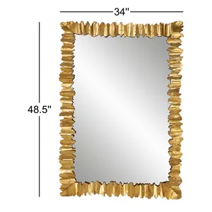 Art Deco Gold Plated <b>Rectangle</b> <b>Wall</b> <b>Mirror</b> Abstract Irregularity Design Home Decor Living Room Single-piece Package - Product Image 2