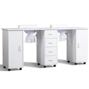 Tavolo da Manicure Doppio in Marmo con Aspiratore Elettrico e Poggiapolsi per Salone di Bellezza e Spa - Product Image 1