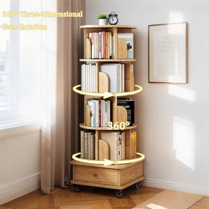 Libreria Girevole a 5 Ripiani per Spazi Ristretti, Espositore Rotante a 360 Gradi con Ruote, Libreria Salvaspazio - Product Image 4