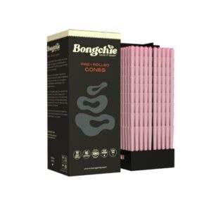 Bongchie Tower Box 900 Ultra-Thin 84mm <b>Pre</b> <b>Rolled</b> Pink <b>Cones</b> One Quarter Slow Burning Paper - Product Image 2