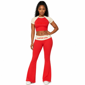 Women 2 Piece <b>Set</b> Outfits Short Sleeve Crop Top Shirt Leggings Yoga Pants <b>Set</b> Two Piece Yoga Suit Women Loungewear <b>Sets</b> - Product Image 2