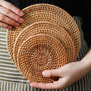 Boho Style Handmade Rattan <b>Coaster</b> <b>Woven</b> Cup Mat Made In Vietnam - Product Image 1