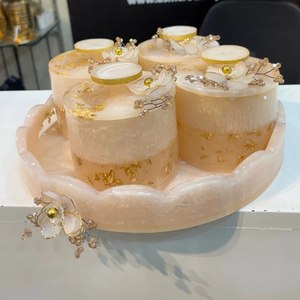 New Arrival 2026 Floral pearl decor Cylinder shape design Glam design jar Durable 250ml capacity Resin storage cylinder - Product Image 5