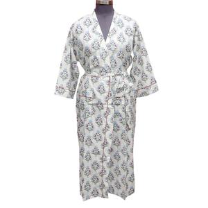 Kimono de Verano con Estampado Floral, 100% Algodón, Cierre con Cinturón, Secado Rápido, Transpirable, Suave, Lavable a Máquina, Cuello en V, Largo Completo, para Mujer - Product Image 1