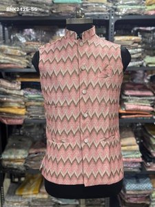 Colección de Chaquetas Koti/Nehru para Hombre de Seda Pesada de Alta Calidad con Bordado de Lentejuelas y Estampado Multicolor, Proveedor de Surat - Product Image 3