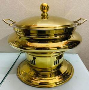 Recipiente ovalado de cobre martillado con base de hierro negro y soporte para combustible para catering elegante; disponible a precios de mayorista. - Product Image 6