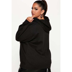 Sudadera con Capucha Negra para Mujer, Manga Larga, Tejida, 100% Algodón, Estampado de Letras, Estilo Hip Hop, Ropa de Otoño - Product Image 2