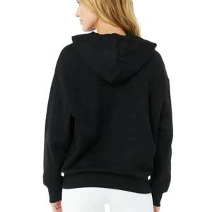 Tela suave 350 GSM Mujeres Oversize Plain Zip Up sudaderas con capucha Buena calidad 100% Algodón Fleece Pullover Mujeres Sudadera con capucha - Product Image 4