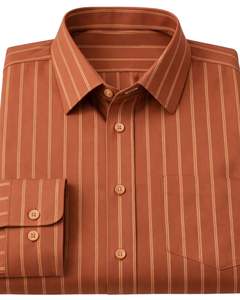 Chemise habillée sur mesure pour homme, rayures verticales orange rouille, coupe ajustée, boutonnée, manches longues, formelle et décontractée, pour le bureau, mélange de coton, OEM - Product Image 6