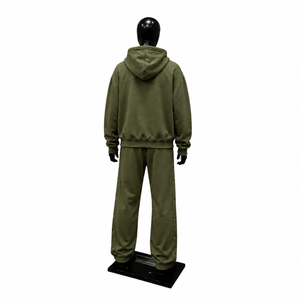 Conjunto Deportivo para Hombre, Color Verde Oliva, con Capucha, Corte Holgado, Informal, Sudadera y Pantalones de Algodón, Ropa de Otoño, Estilo Urbano - Product Image 2