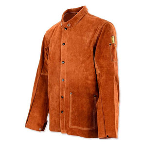 Veste de soudeur en cuir de vachette premium, résistante aux flammes, manteau de travail robuste, vêtement de sécurité réfléchissant pour la lutte contre les incendies, niveau professionnel - Product Image 1