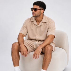Custom mens twin <b>set</b> premium casual two piece outfit t shirt shorts matching <b>set</b> summer sportswear OEM ODM manufacturer supplier - Product Image 5