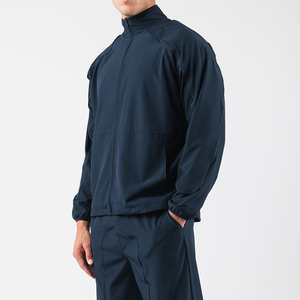 Chaqueta Deportiva Cortavientos Azul Marino para Hombre Gymmshark, Chaqueta Deportiva con Cierre Completo y Cuello Alto, Estilo Deportivo, Prenda Exterior de Poliéster para Otoño - Product Image 2