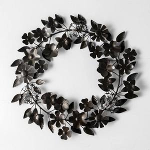 Modern Metal <b>Leaf</b> Wreath <b>Wall</b> Art Decorative Iron <b>Wall</b> Hanging Round Floral Home Living Room <b>Decor</b> Accent - Product Image 4