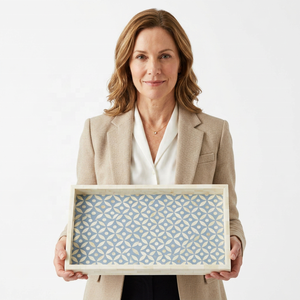 Inlay en résine d'os Art Déco, forme personnalisée pour table basse, présentoir à snacks et fruits, cadeau d'anniversaire/bar mitzvah, qualité export - Product Image 1