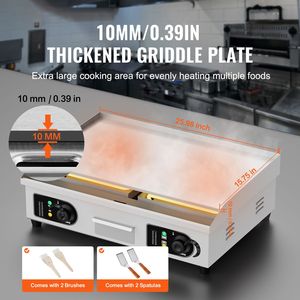 Piastra Elettrica Commerciale 2800W in Acciaio Inox da Banco con Temperatura Regolabile 25.98x15.75x0.39in 122 572 F - Product Image 2