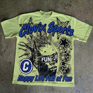 CLOVIX SPORTS Custom Streetwear Mens Over Sized <b>TShirt</b> Graphic Print Custom Logo Cotton Tee Short Sleeves Wholesale - Product Image 2