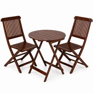 Solid Teak Wood Outdoor Bistro Set <b>Folding</b> <b>Table</b> and Chairs for Garden Patio Resort Villa - Product Image 2