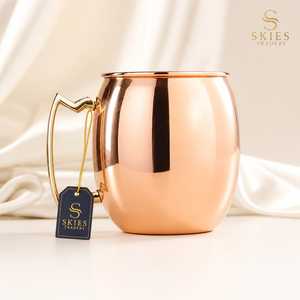 Mug à Moscow Mule en cuivre en forme de baril avec poignée dorée, tasse à cocktail en métal, article de bar, vaisselle, cadeau, 16 oz - Product Image 1