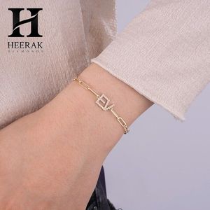 Custom Initial Letter Paperclip <b>Chain</b> Bracelet 14K Gold PVD Plated 925 Sterling Silver Lab Grown Diamond Pave Personalized <b>Name</b> - Product Image 5