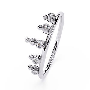 Anillo de Corona de Moissanita en Oro Blanco con Engaste de Bisel y Piedra Redonda, Banda Abierta, Joyería para Mujer, Regalo de Boda - Product Image 1
