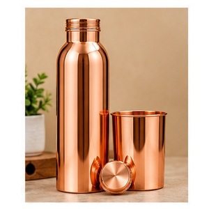 Botella de Agua de Cobre con Diseño Moderno de Ondas, Vaso Portátil de Viaje con Tapa - Product Image 2