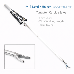 Portaagujas MIS Premium Recto con Bloqueo, Insertos de Carburo de Tungsteno, Eje de 5 mm, Longitud de Trabajo de 17 cm, Longitud Total de 30 cm – ZETOMEDPRO - Product Image 3