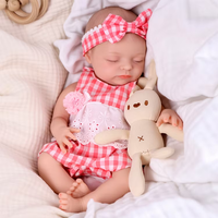 Poupée Reborn Bébé Fille Endormie Babeside 16 Pouces en Silicone Platine Corps Entier, Combinaison Rose à Carreaux Gingham et Dentelle, Mini Jouet Doux