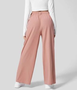 Wide Leg Regular Fit 100% Cotton Solid <b>Elastic</b> Waist Mid Waist Straight Casual Autumn Women's Trousers - Product Image 4