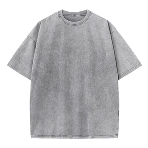 T-shirt Homme Vintage Tricoté Coupe Classique Effet Délavé Acide Personnalisable Haute Qualité Respirant Séchage Rapide 200g Prix Bas Vente en Gros - Product Image 1